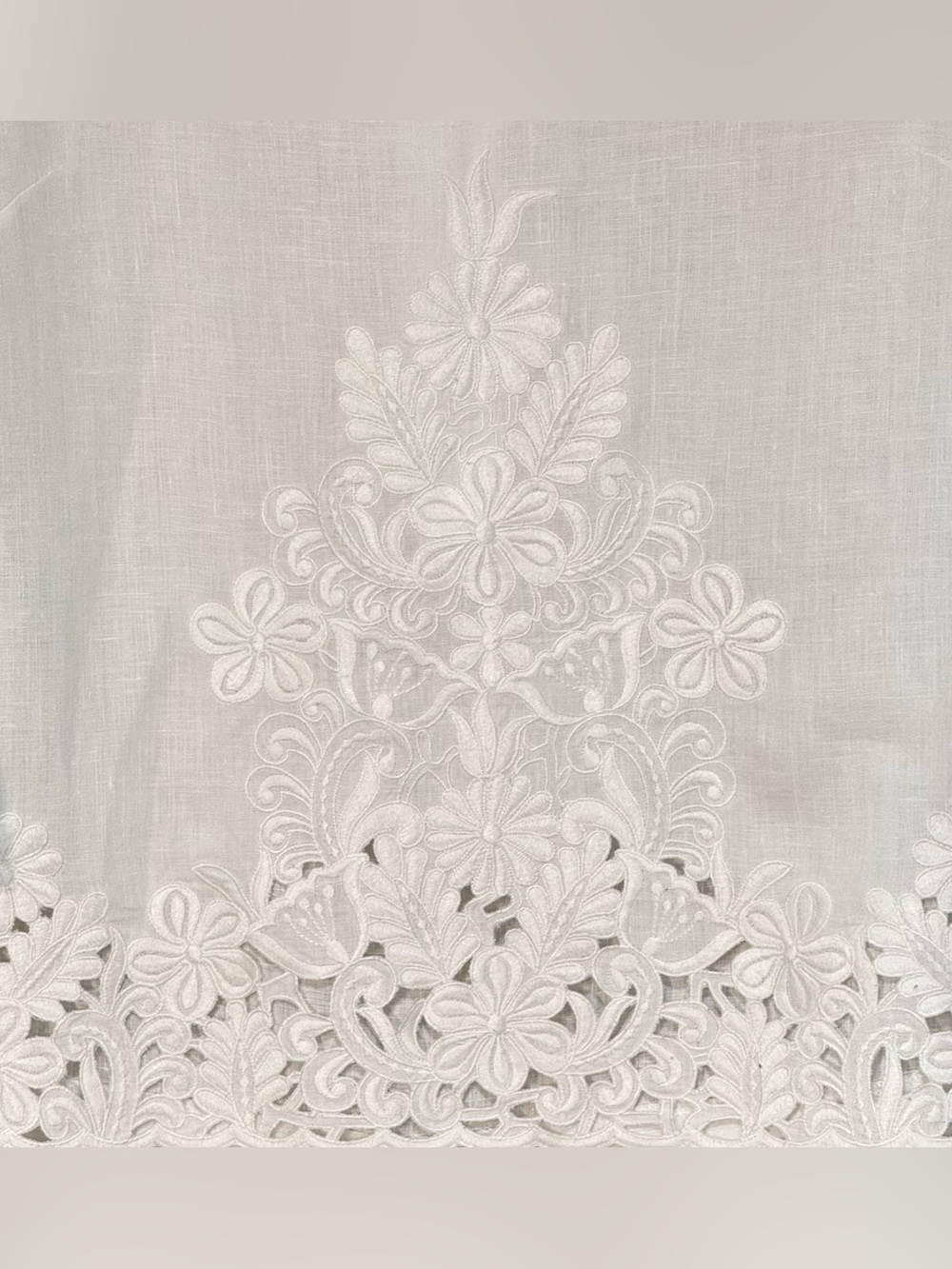 J. Crew White 100% Linen Embroidered Eyelet Blouse Gold Zip Small